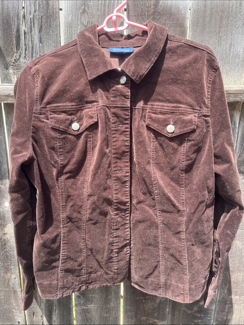 Charter Club Dark Brown Corduroy Button Jacket